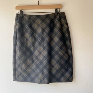 cabi gray black yellow plaid pencil skirt